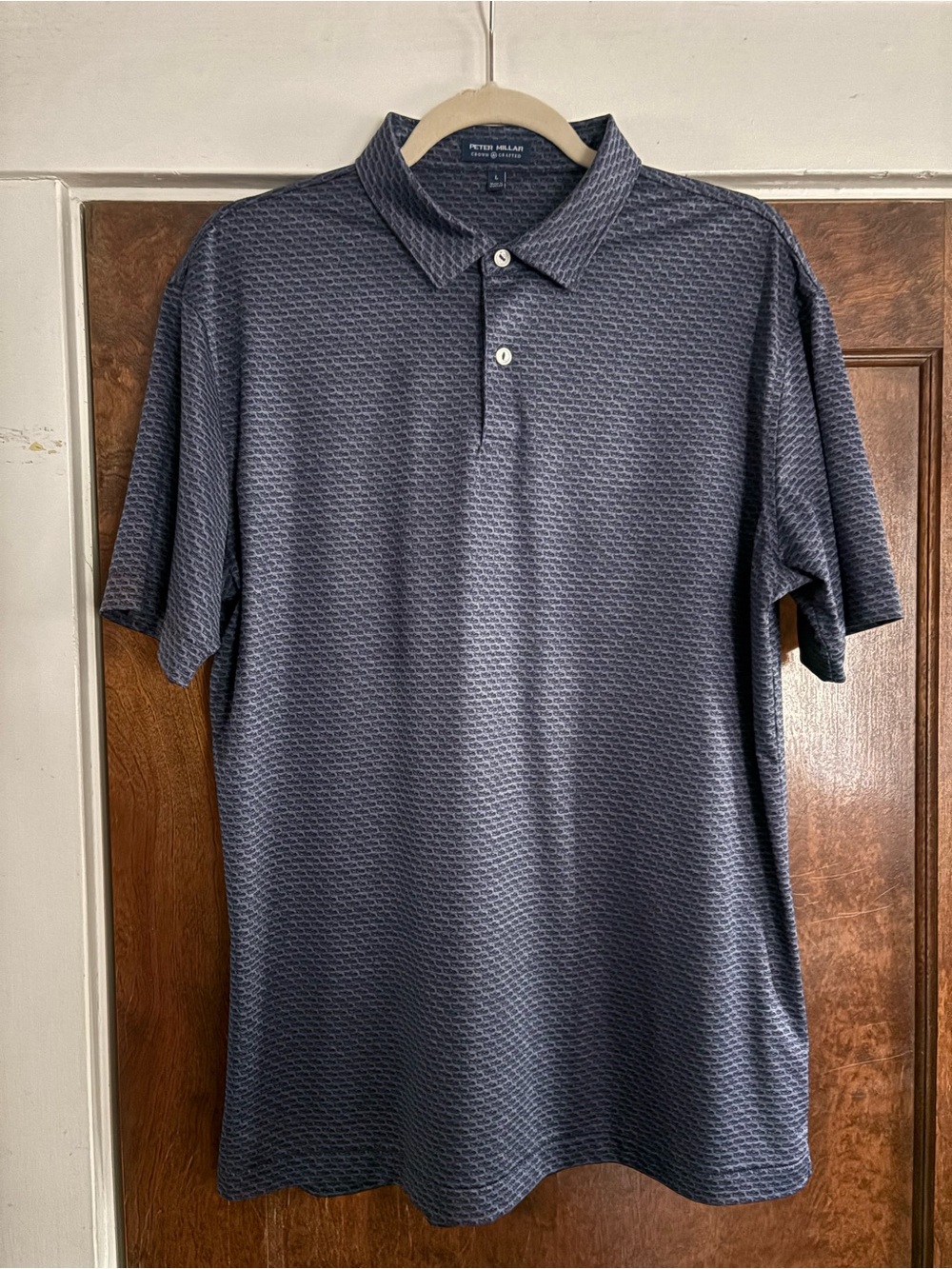 NWOT Peter Millar Crown Crafted Performance Polo in Navy Race-car Print Large